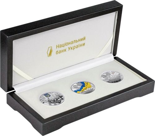 Монети срібні 10грн. Набір із трьох монет. Державні символи України