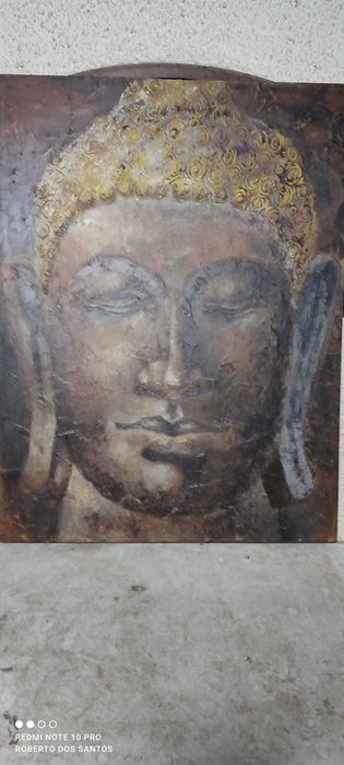 Quadro com relevo, cabeça Buda