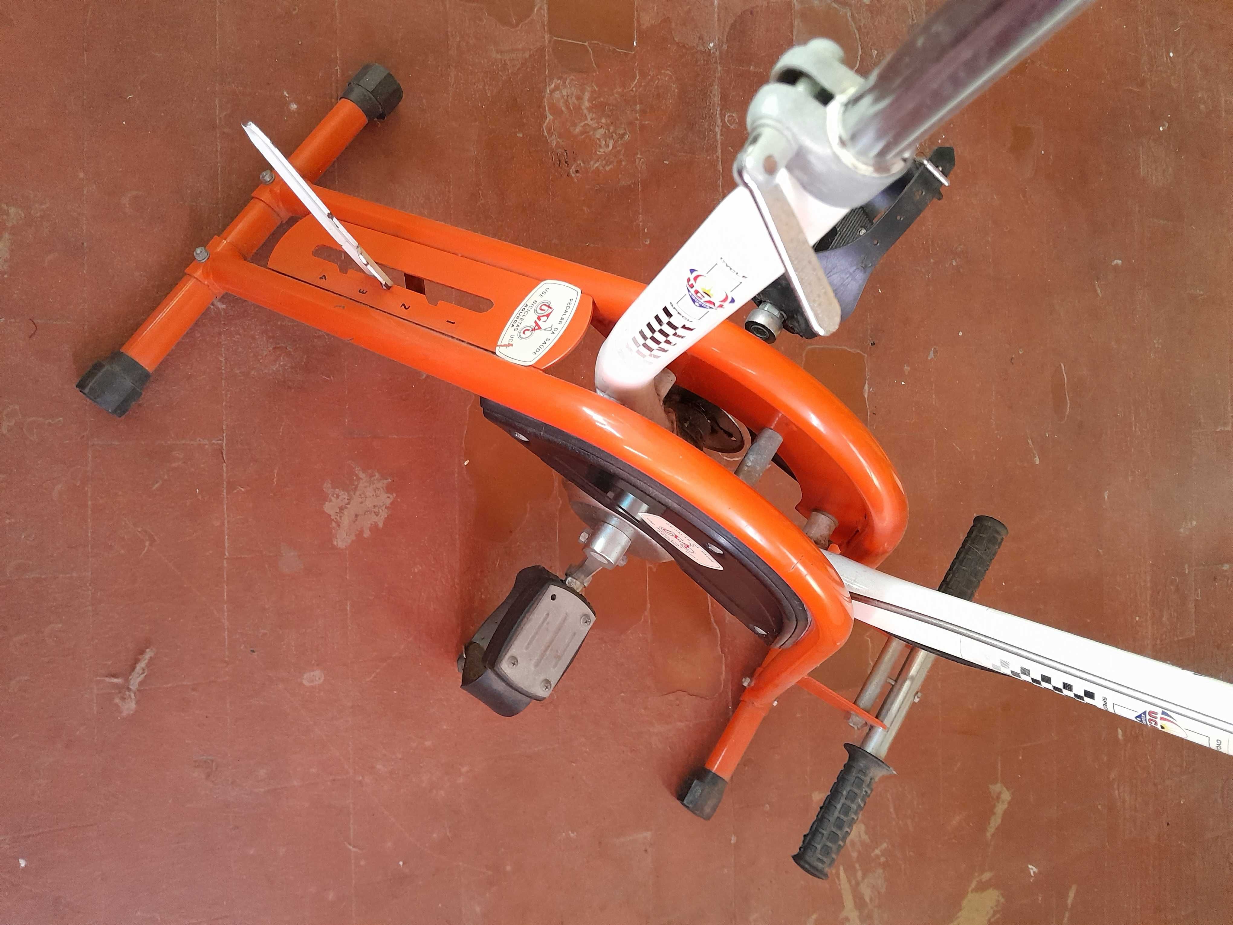 Bicicleta fixa para pernas e alongamento de coluna