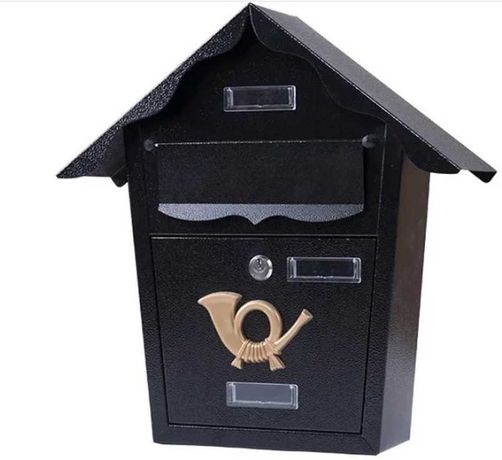 Skrzynka na listy pocztowa w kształcie domku czarna