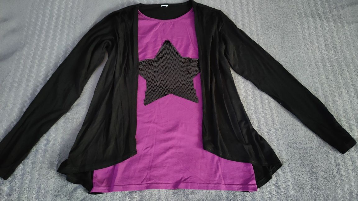 Bluzka fioletowo- czarnym z cekinami r.S/M