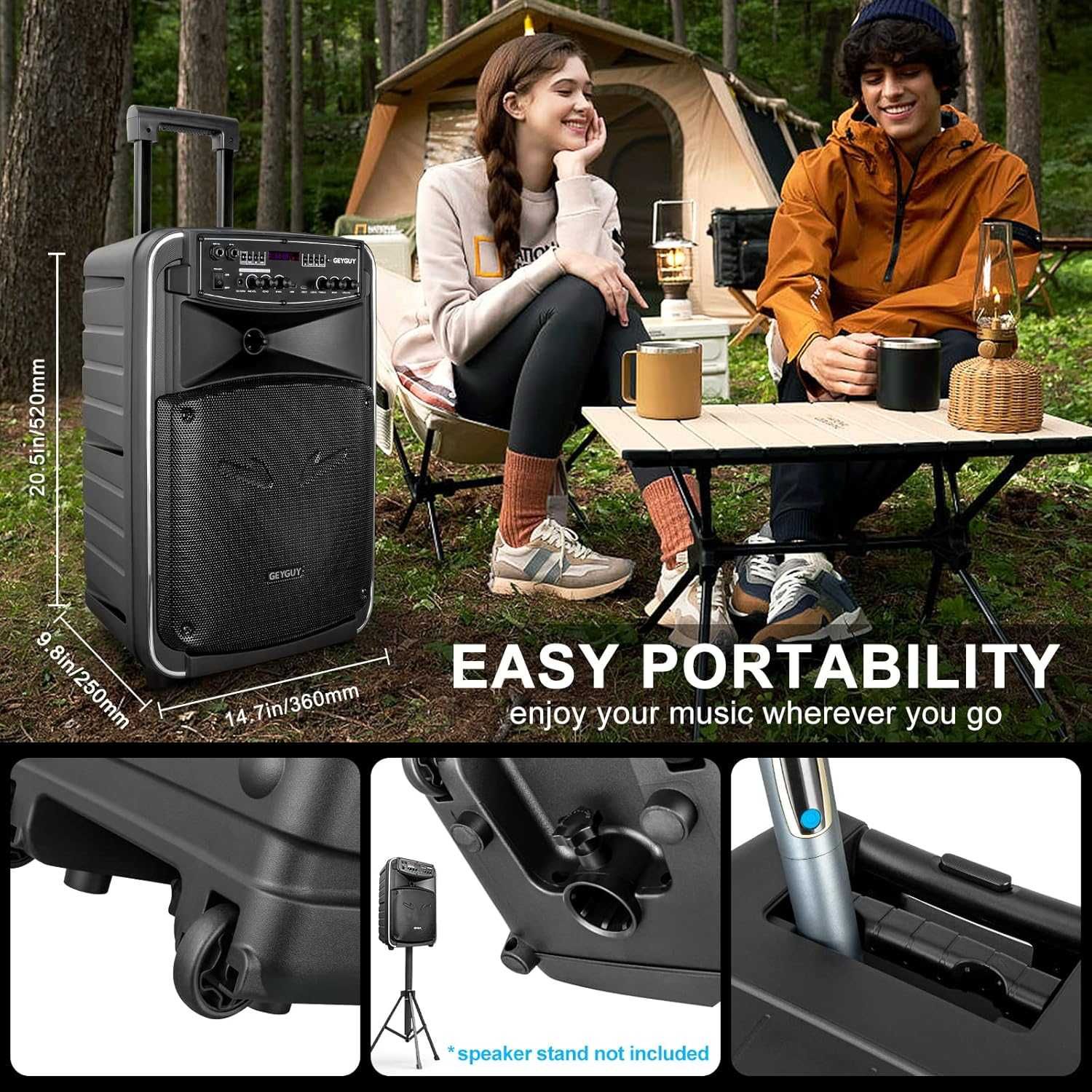 Głośnik Sono Bluetooth KARAOKE USB-C/TWS/FM/AUX in/TV GEYGUY GTSK12-2