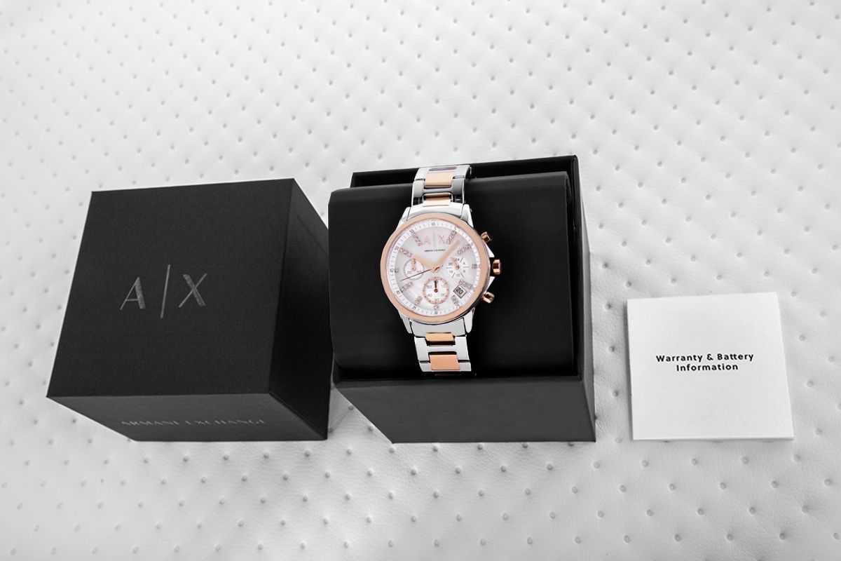 zegarek damski armani exchange banks chronograph ax4331 + box