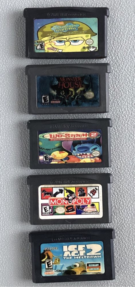 Zestaw 5x gra bootleg GBA Game Boy Advance Sponge Bob Ice Age 2