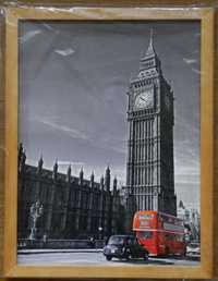 Nowy foto obraz w drewnianej ramie, Big Ben i angielski autobus 33x43