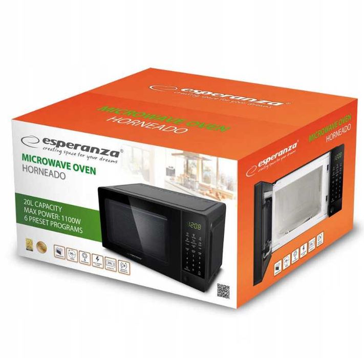 Nowa Kuchenka Mikrofalowa Esperanza 20L 700W Wolnostojąca - OKAZJA