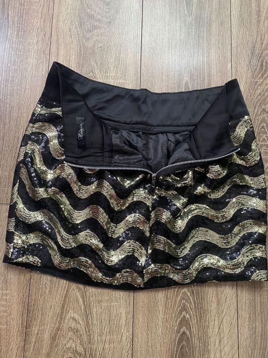Sylwester impreza Spódniczka Zara cekiny czarno-złota rozm. S