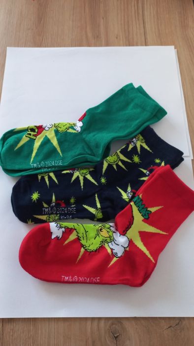 Skarpetki dziecięce świąteczne The Grinch rozmiar 31-34 3pak