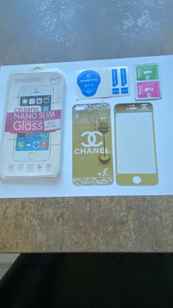 Złote szkło chartowane i plecki iPhone 5-5s