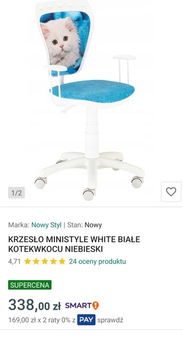 Krzesełko krzesło obrotowe kotek dla miłośnika kotków