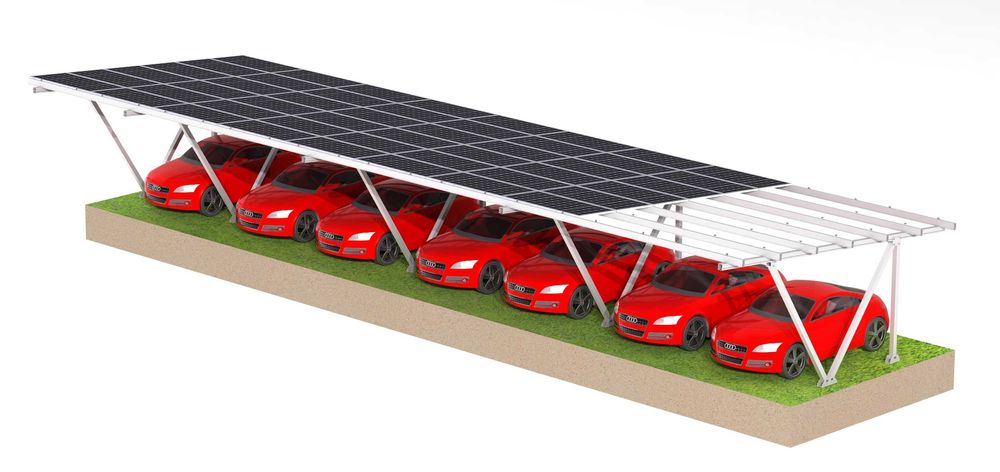 Carport aluminiowy dwustanowiskowy pod 24 moduły Fotowoltaika