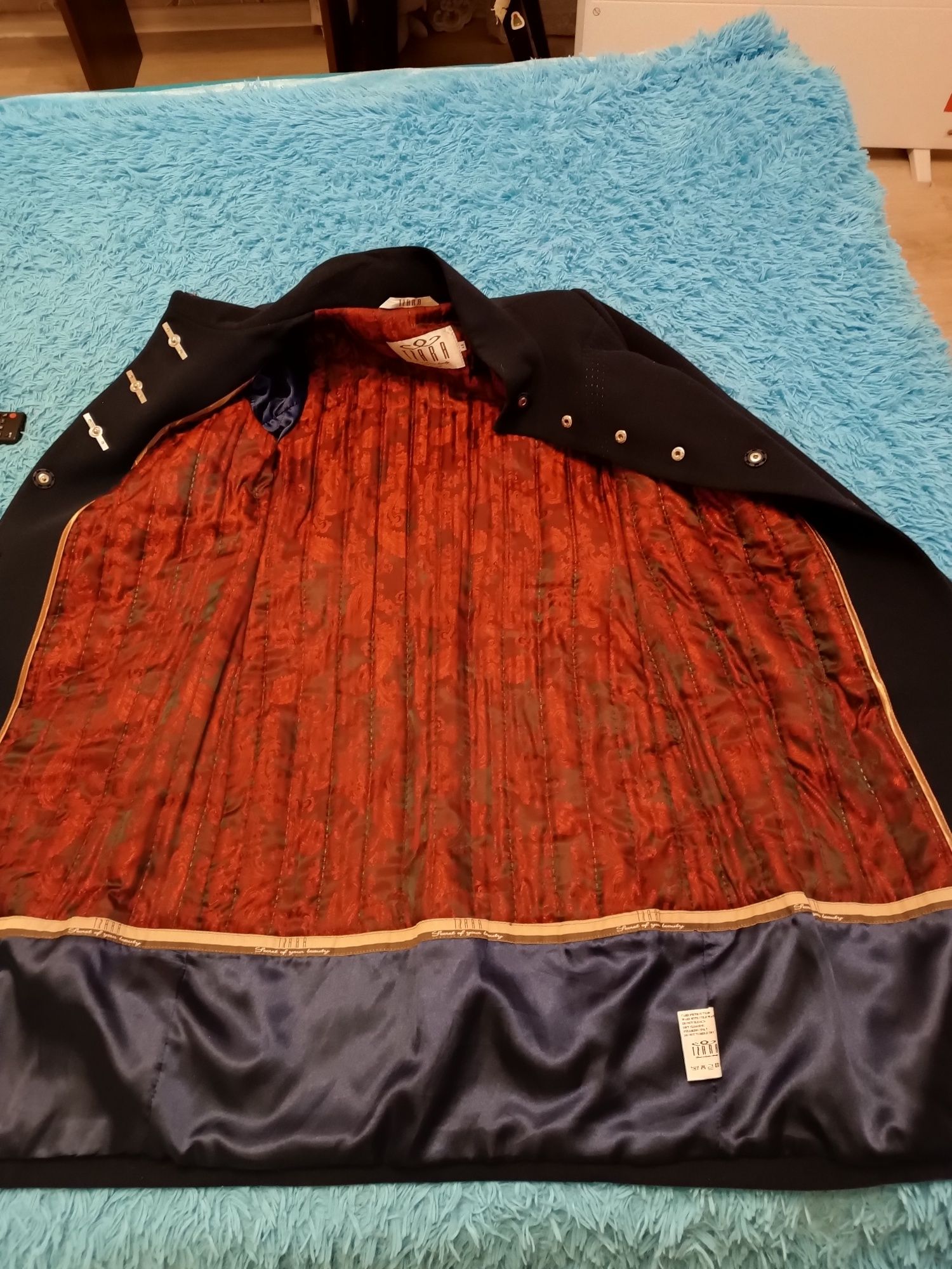 Пальто зимове кашемірове тіара 46 48 розмір синє по фігурі