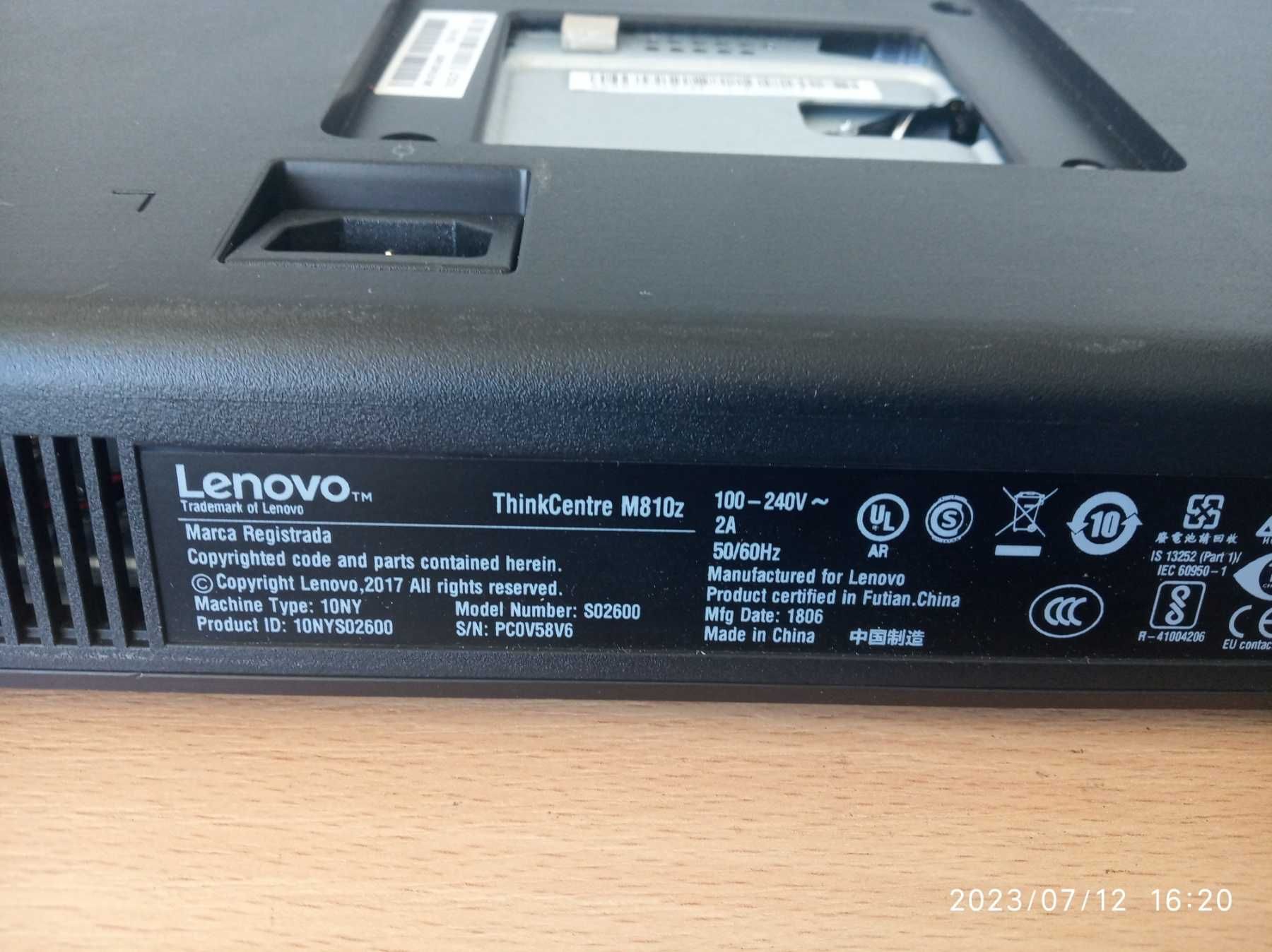 Моноблок Lenovo M810z i3-6100T/8Gb DDR4/21.5" Full HD/Web-cam/КласС