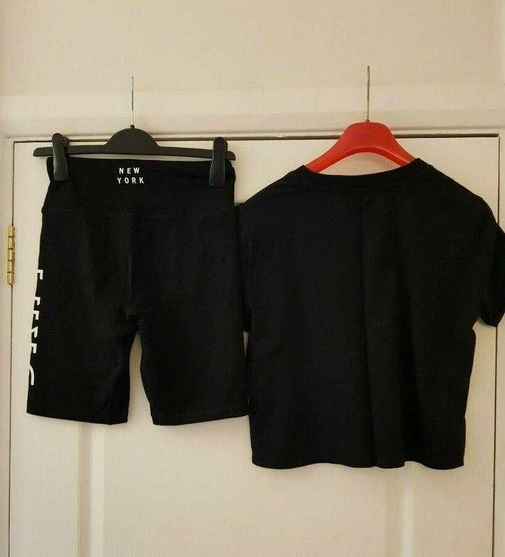 костюм спортивный кроп топ шорты р s 34 / XS / 42 dkny  donna karan