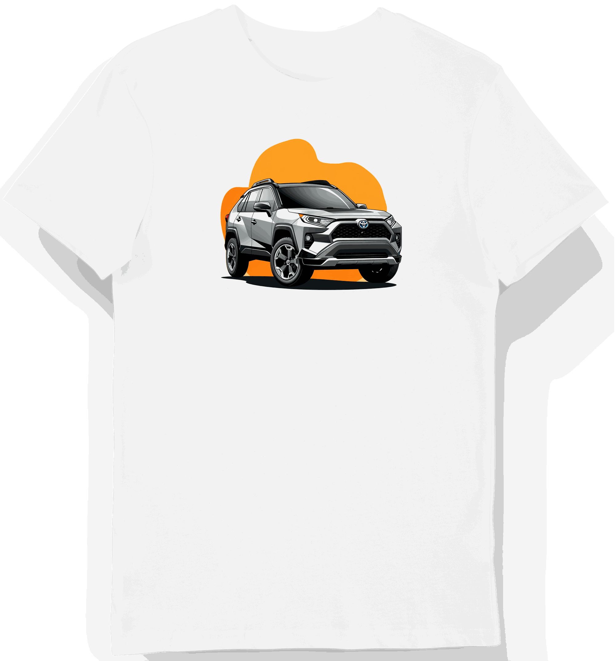 Koszulka męska biała Motoryzacyjna Futurystyczny SUV Toyota RAV4 M