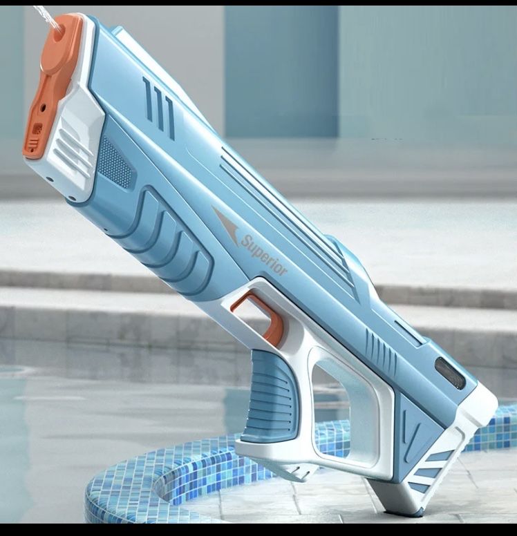 Автоматический электрический водный  пистолет 43 см салатовый и синий