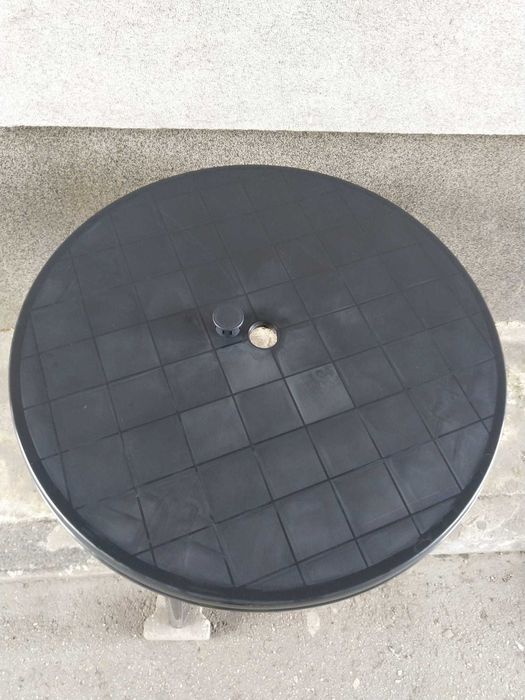 NOWY Stół Ogrodowy 90 x 72 Stolik Okrągły Plastikowy ANTRACYT