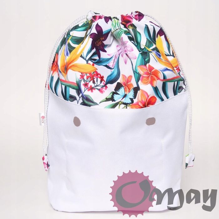 organizer OBAG MINI worek łąka kolorowa kwiaty 2 kieszenie komin OMAY