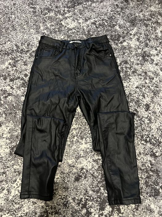 шкіряні утеплені брюки скіні