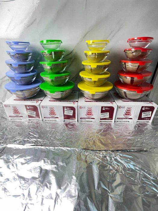 Edenberg FRU-432 Набор из 5 круглых, стеклянных судочков