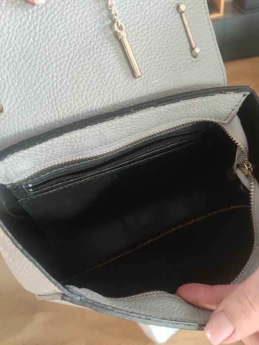 Piękna szara torebka ze skóry. Jak nowa