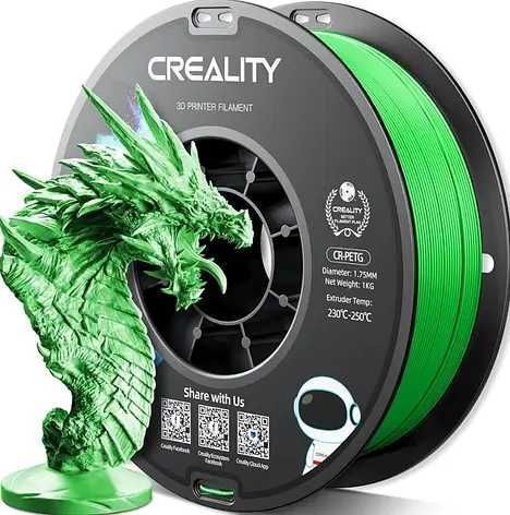 Пластик філамент для 3D принтера PETG Creality Чорний та інші кольори