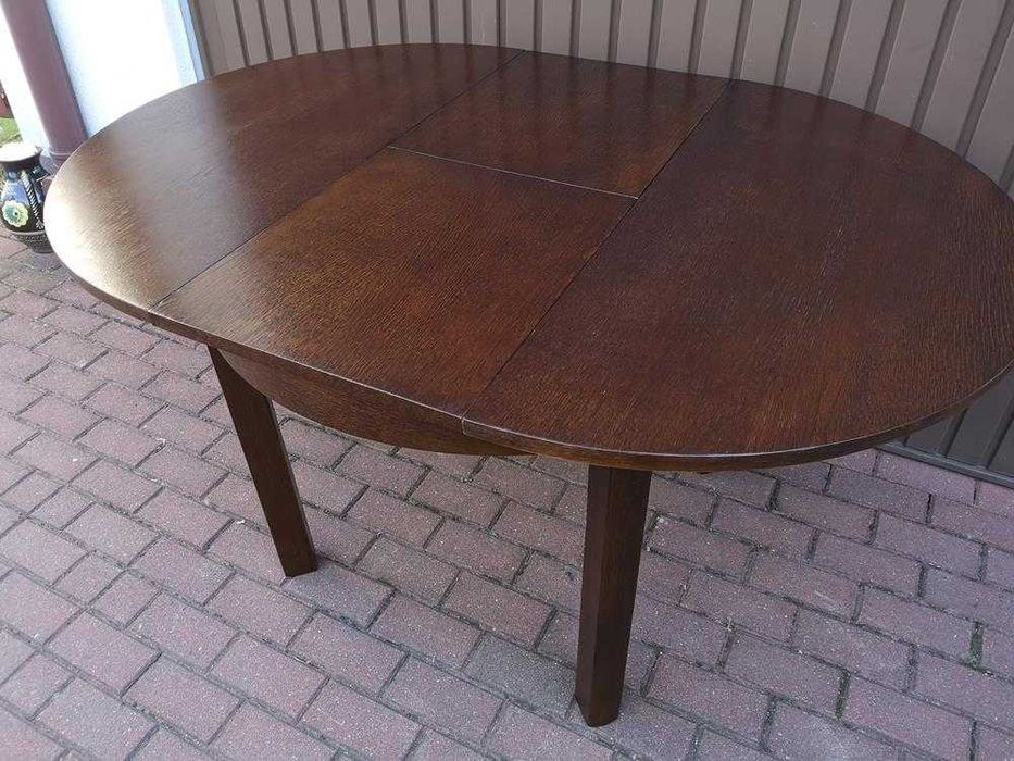 Stół Art-Deco Okrągły 100 Zgrabny Antyk Stary Rozkładany Po Renowacji.