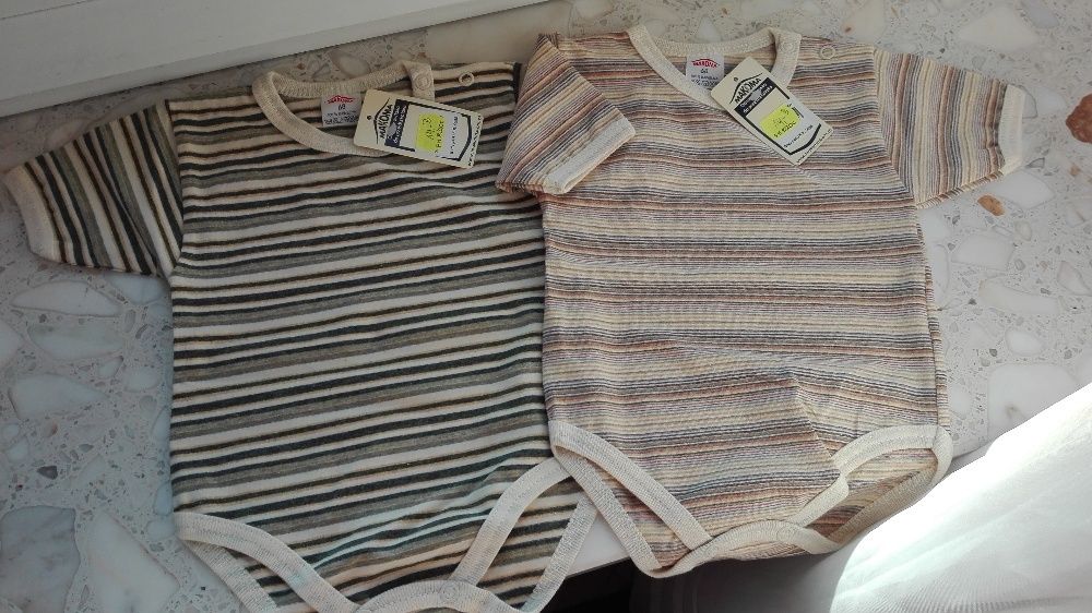 NOWE Body, rozmiar 68 (krótki rękaw, 100% bawełna) w paski