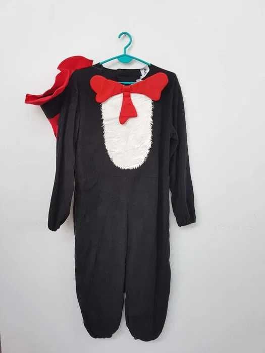 Strój karnawałowy przebranie kot Prot dr Seuss z czapką 134 146. B153