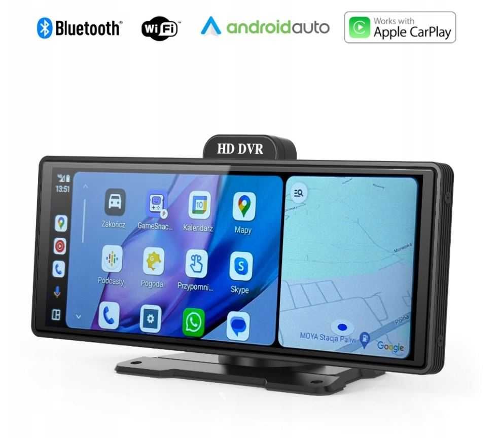 Radio CARPLAY 10C Multimedialna Nawigacja GPS WIFI Kamera DVR 4K APPLE