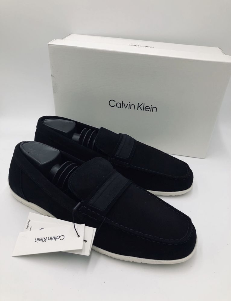 Oryginalne półbuty Mokasyny Męskie czarne CK Calvin Klein skórzane 46