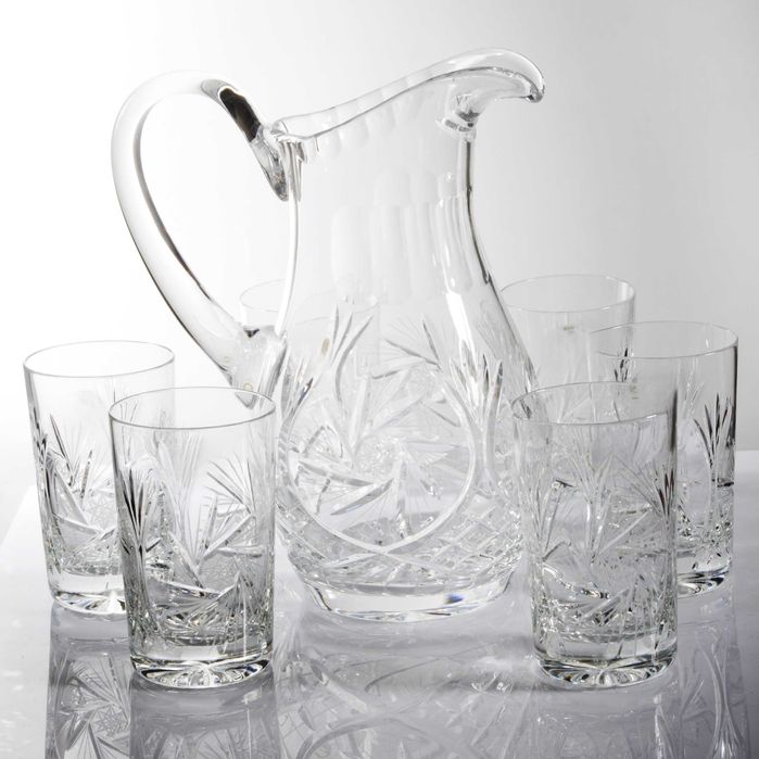 Zestaw kryształowy dzbanek + 6 szklanek do Drinków hand made