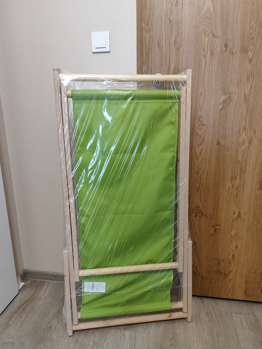 Nowy Nieużywany Drewniany Leżak Plażowy Zielony