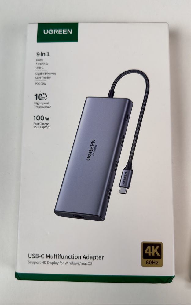Ugreen USB C Hub 9 in 1 - USB A, C, HDMI 4k60Hz, RJ45, PD 100w - 15532