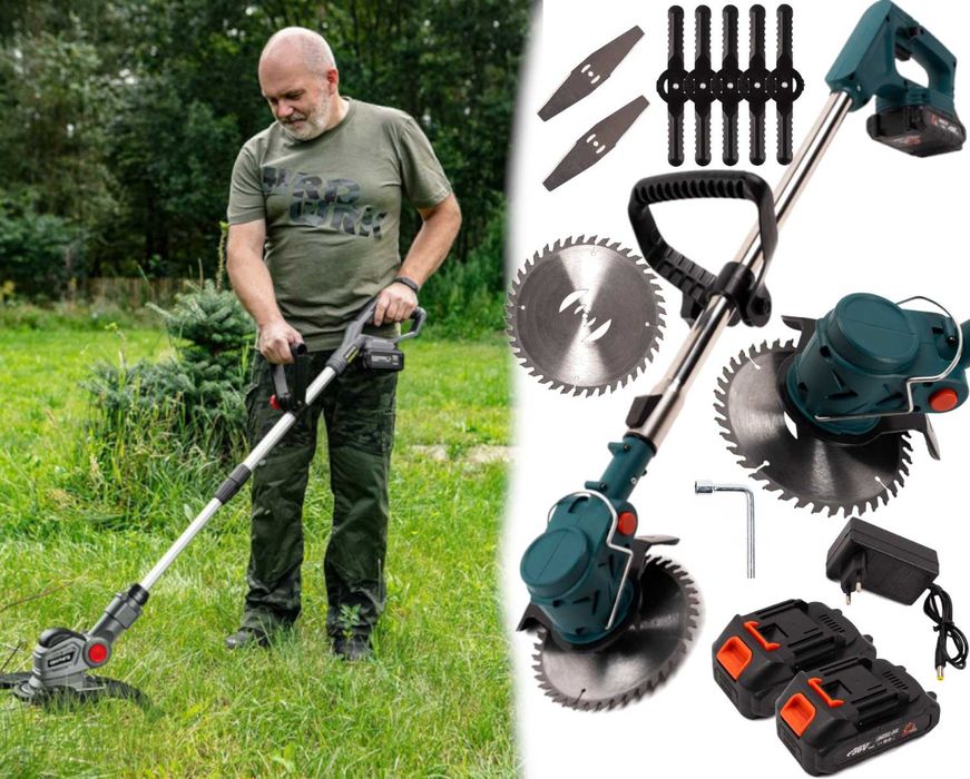 PODKASZARKA AKUMULATOROWA Kosa Elektryczna 3w1 +Nakładki Cały Zestaw