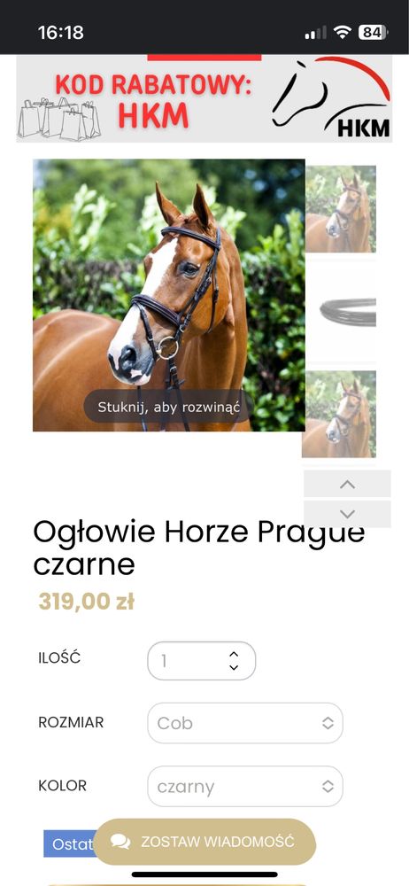 Ogłowie full horze