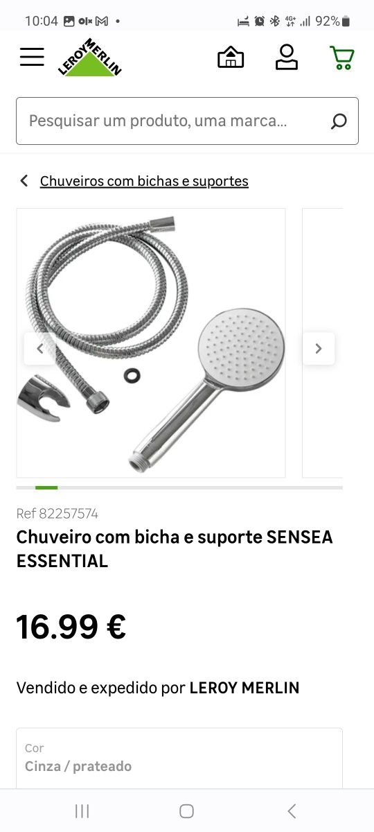 Choveiro+bicha+ suporte SeaSea Essencial