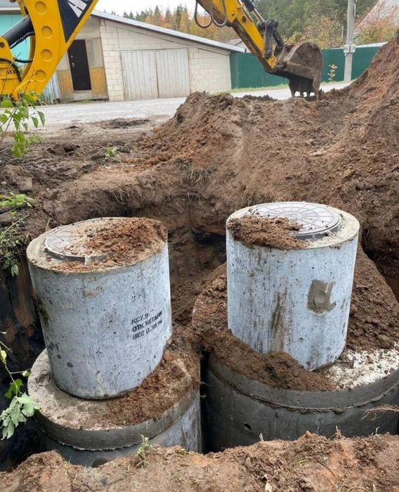 Бетонні кільця септик вигрібна яма копка каналізація 16/18/20/24 м3