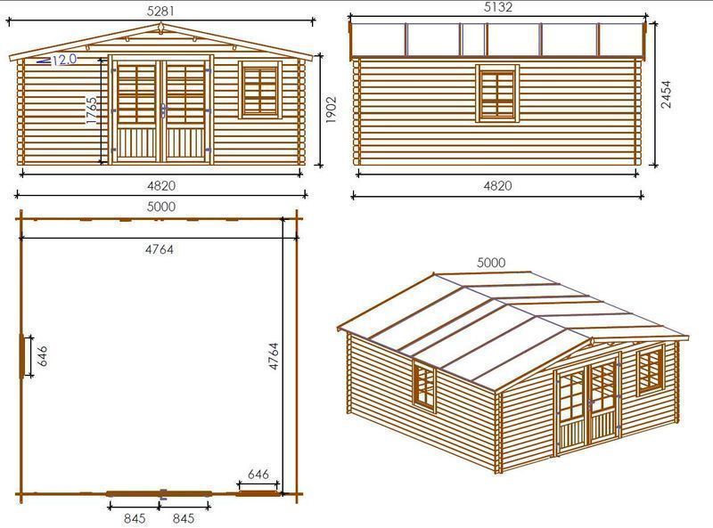 Domek ogrodowy 5x5 m + taras 5x2m DOM596+DOM602+DOM603+POD05