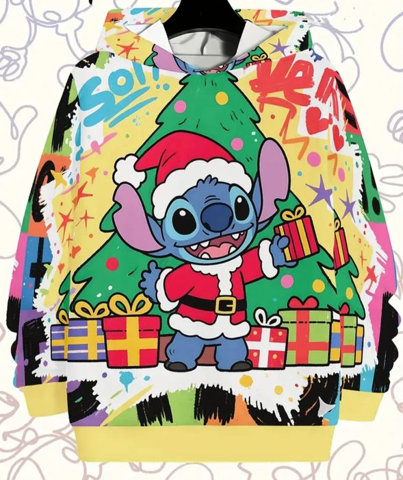 Nowa bajkowa bluza Stitch Świąteczna 130 cm