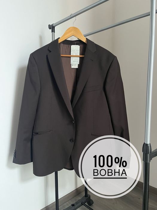 Коричневий шоколадний оверсайз вовняний піджак жакет