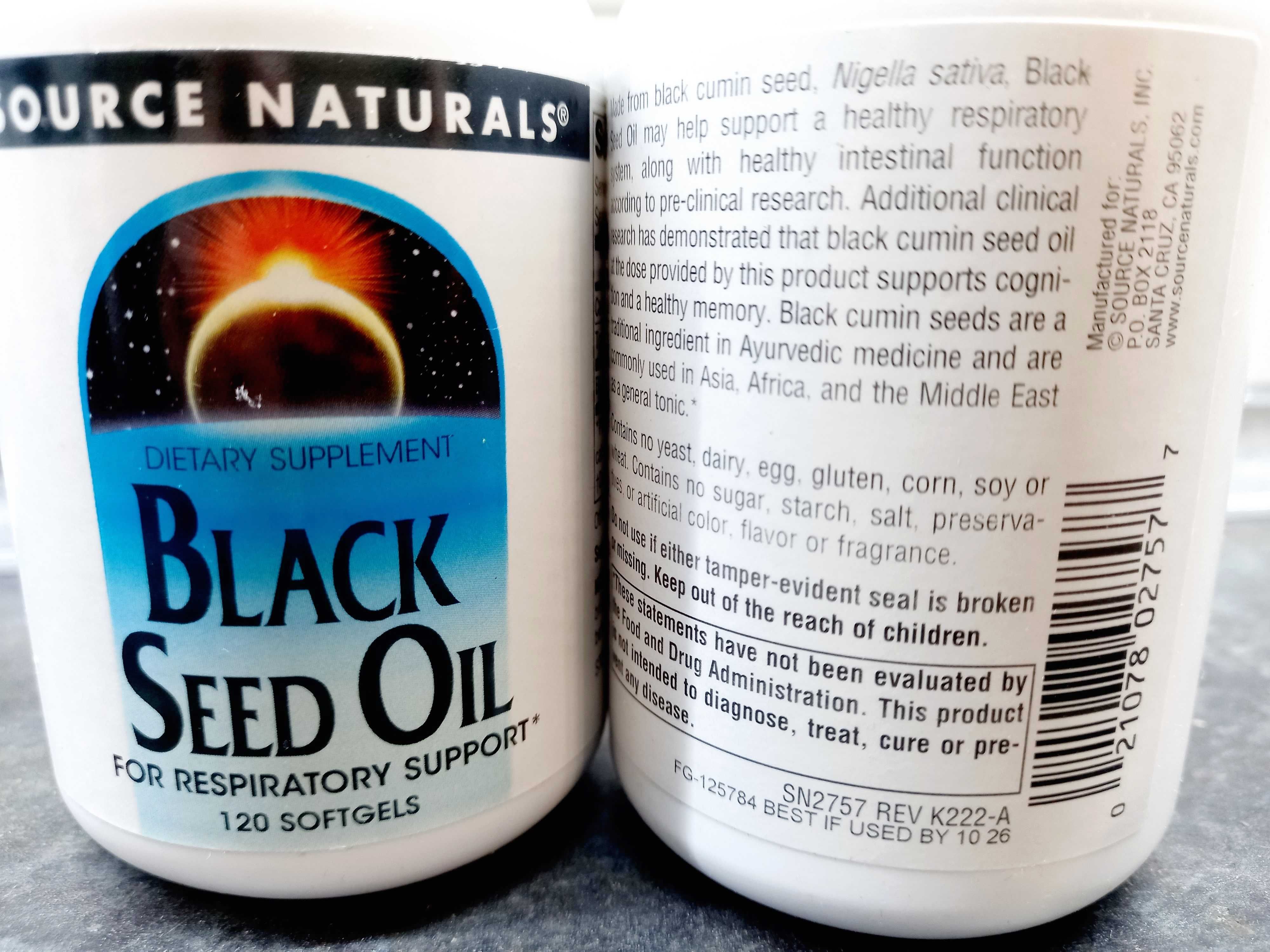 Source Naturals, Black Seed Oil  (120 капс.), масло черного тмина