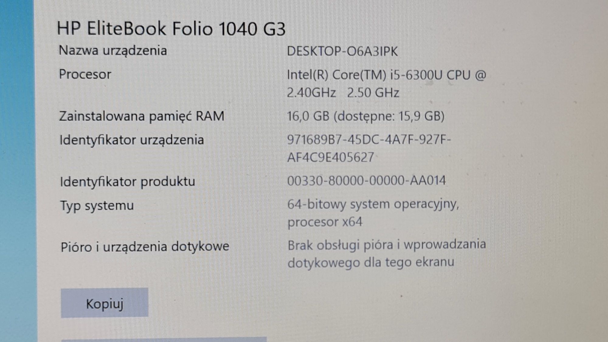 Komputer Laptop notebook HP EliteBook Folio 1040 G3 14" i5 SSD 512 16G