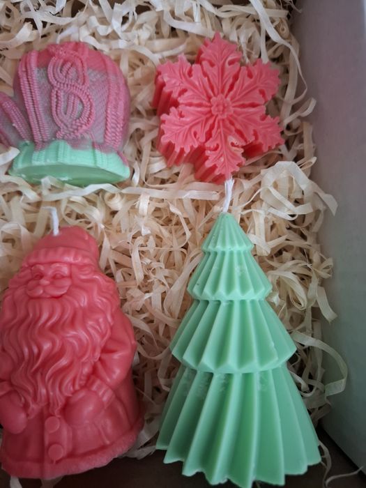 Box prezent świąteczny pakiet ręcznie robionych świec sojowych pudełko