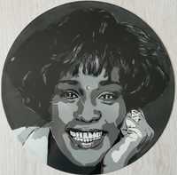 Whitney Houston pintura original em disco de vinil