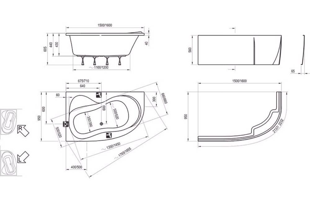 НОВАЯ Ванна Ravak ROSA 95 L 160х95 (правая)