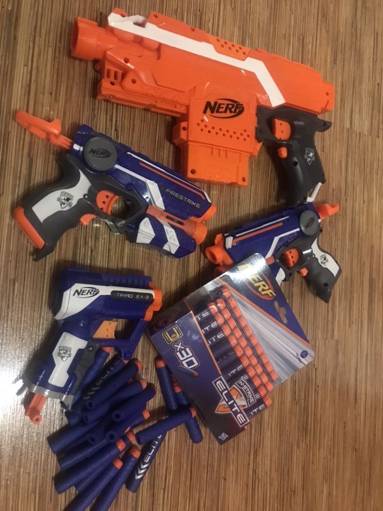 4x NERF jak Nowy Elite N-Strike Firestrike Third + 50 strzałek