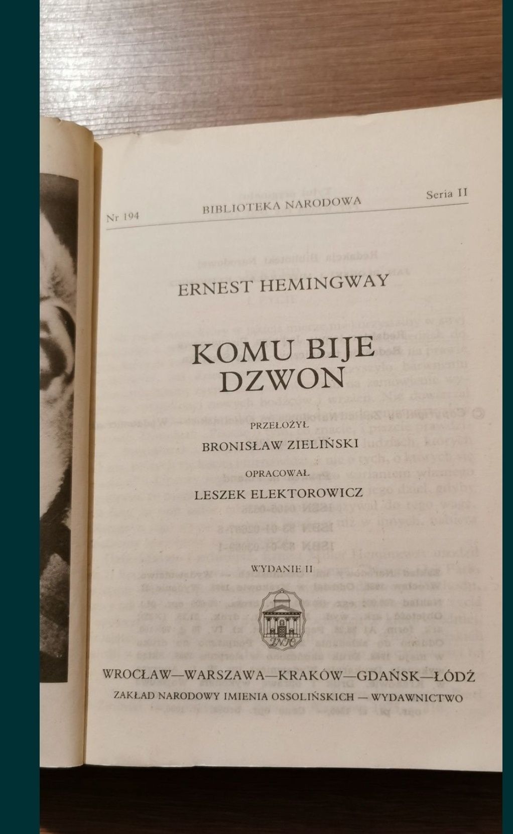 Biblioteka Narodowa  Ernest Hemingway Komu bije dzwon