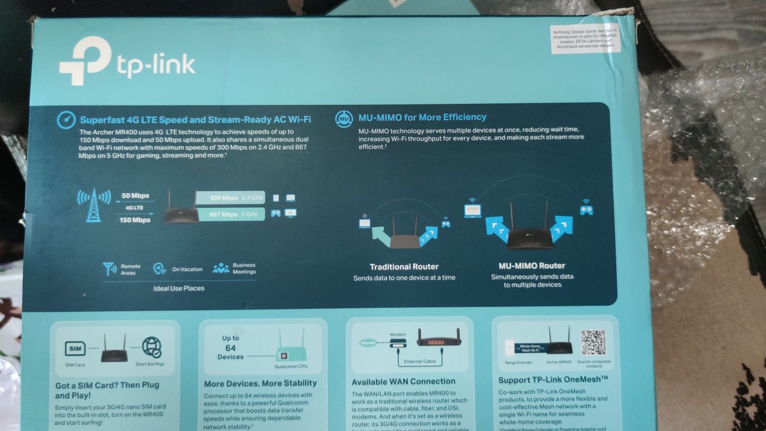 4G LTE wi-fi роутер TP-LINK MR400/500 КСЛайфВодаф ПОДАРОК