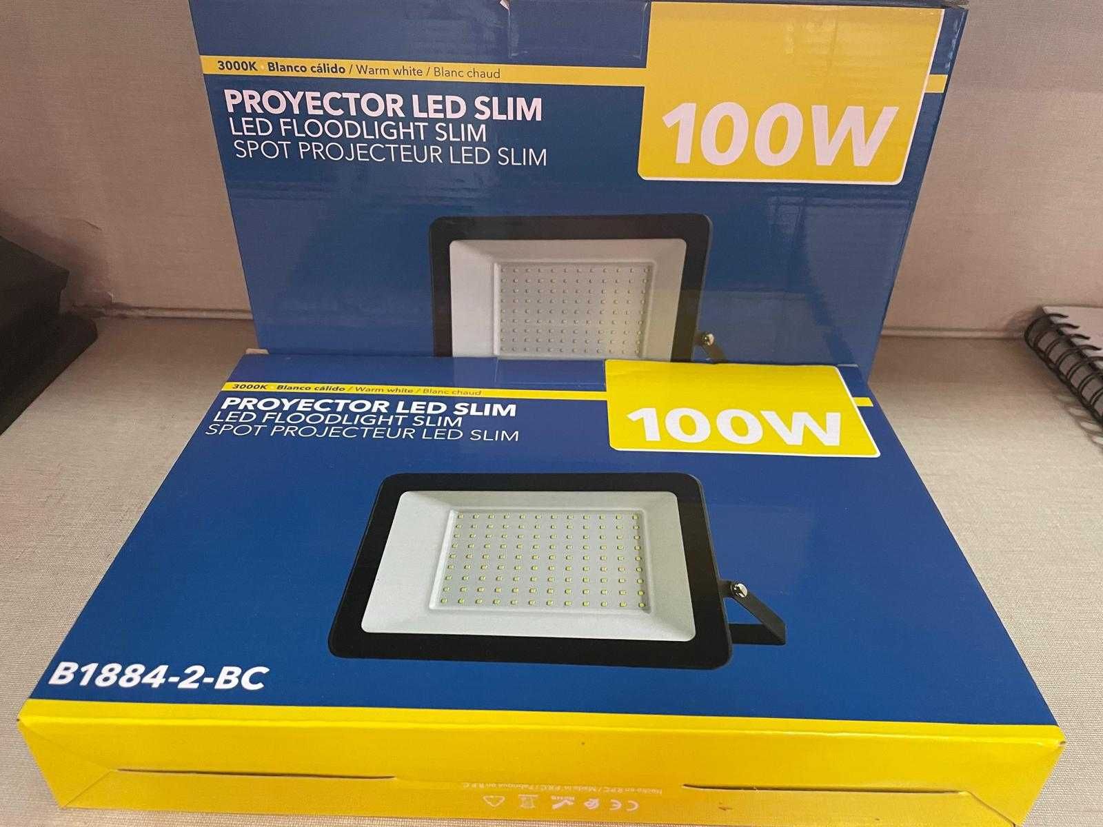 Pack de 2 projectores de exterior LED 100W 7847LM IP65 - Branco Quente